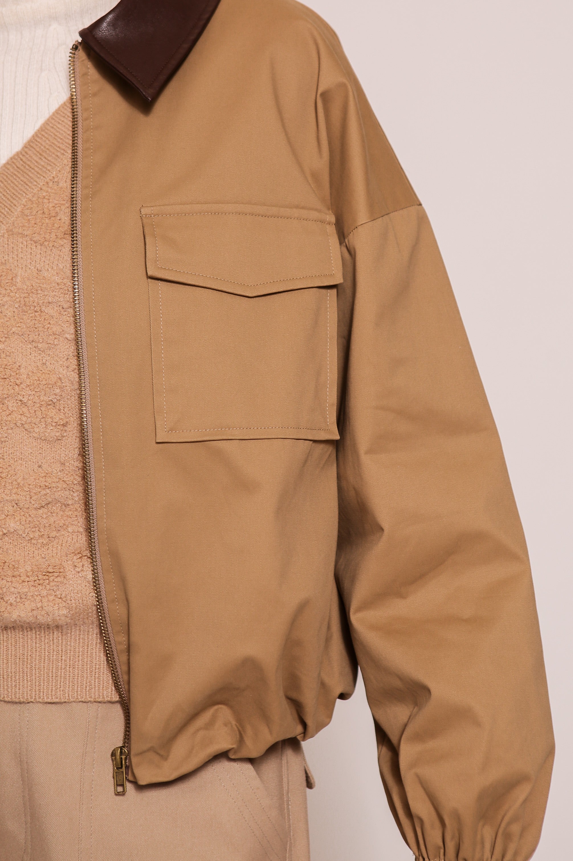 The Kelly Color Contrast Jacket | Brown |