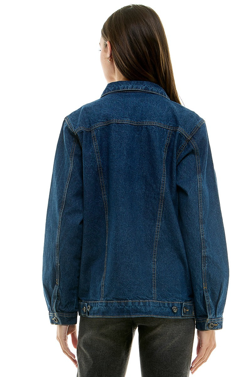 The Mila Boyfriend Denim Jacket | Dark Wash