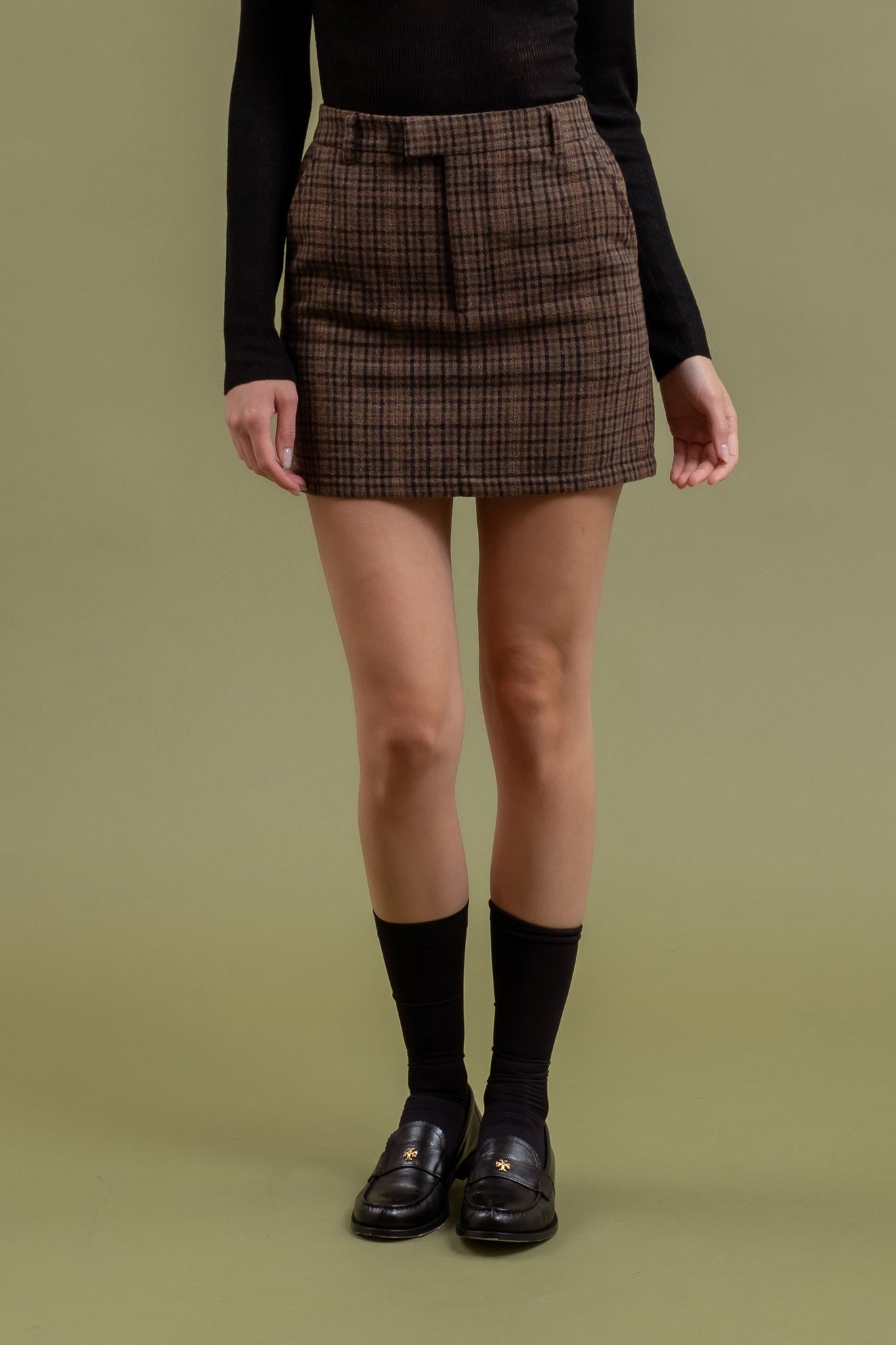 The Paige Plaid Mini Skirt | Brown |