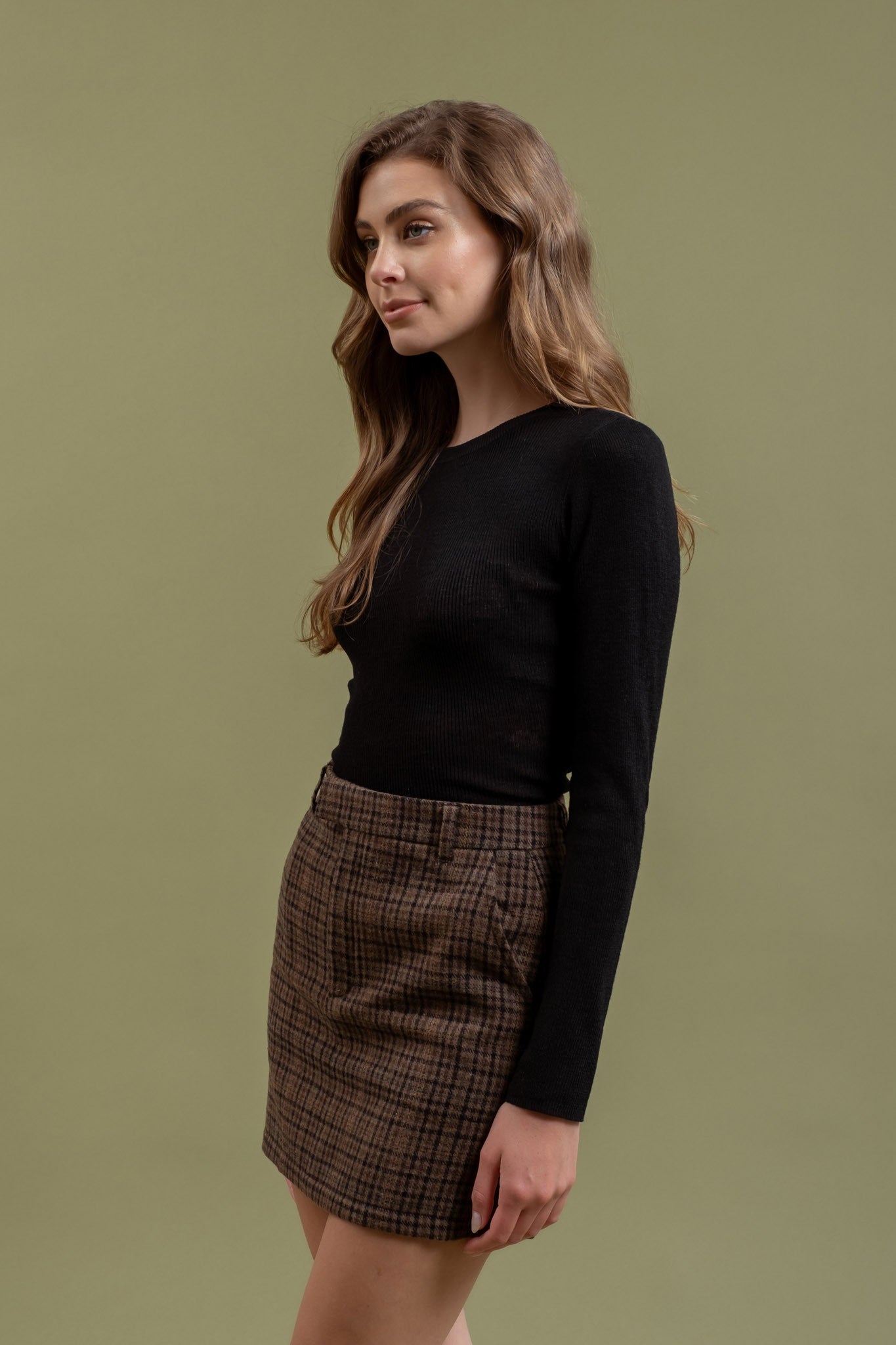 The Paige Plaid Mini Skirt | Brown |