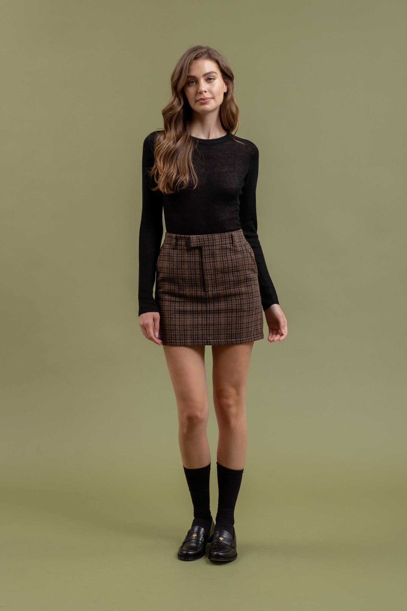 The Paige Plaid Mini Skirt | Brown |