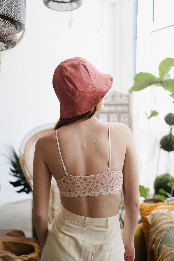 The Laney Floral Mesh Lace Trim Bralette | Olive |