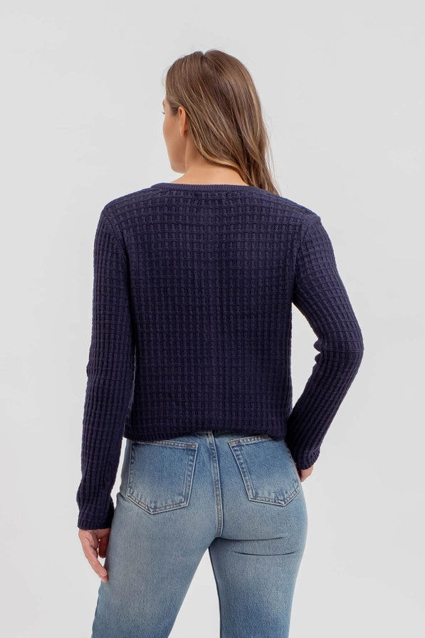 The Jackie Button Down Textured Cardigan Sweater | Navy |