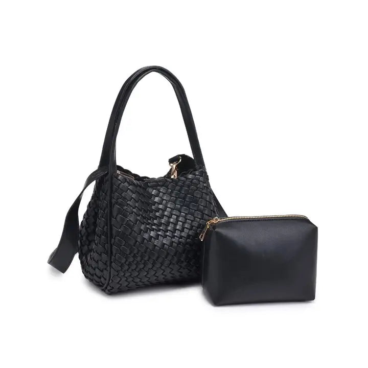 The Kate Double Handle Woven Crossbody Purse