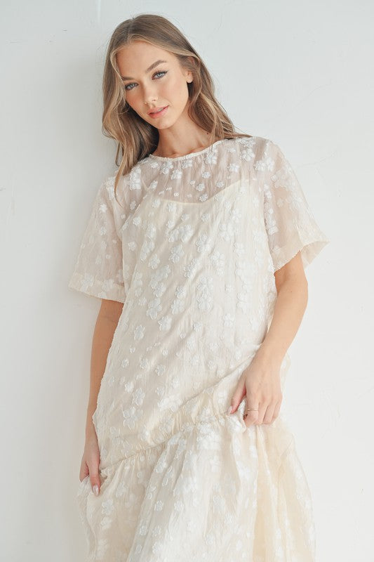 The Wren Eyelet Floral Lace Maxi Dress | White 